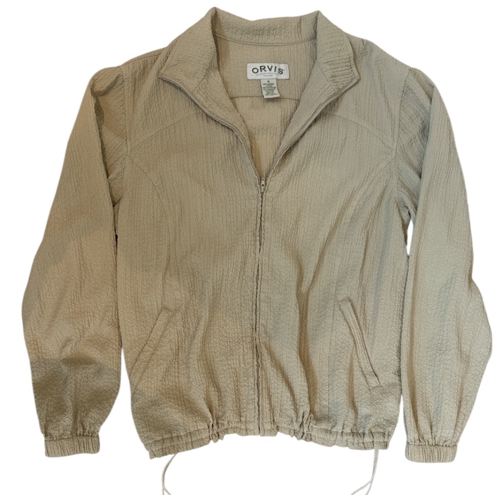 Orvis Fill Zip Seersucker Textured Light Jacket Zip Size Medium